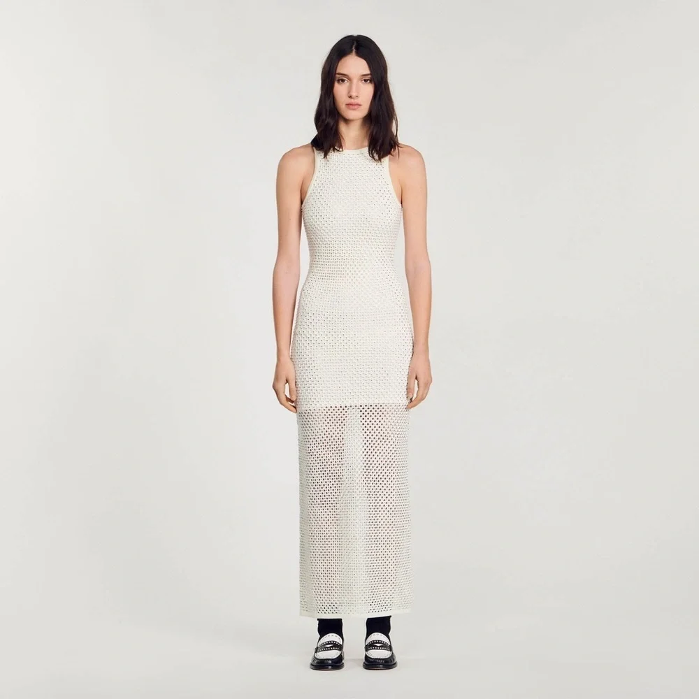 Sandro Rhinestone-Embellished Knitted Maxi Dress - Picture 3 of 9